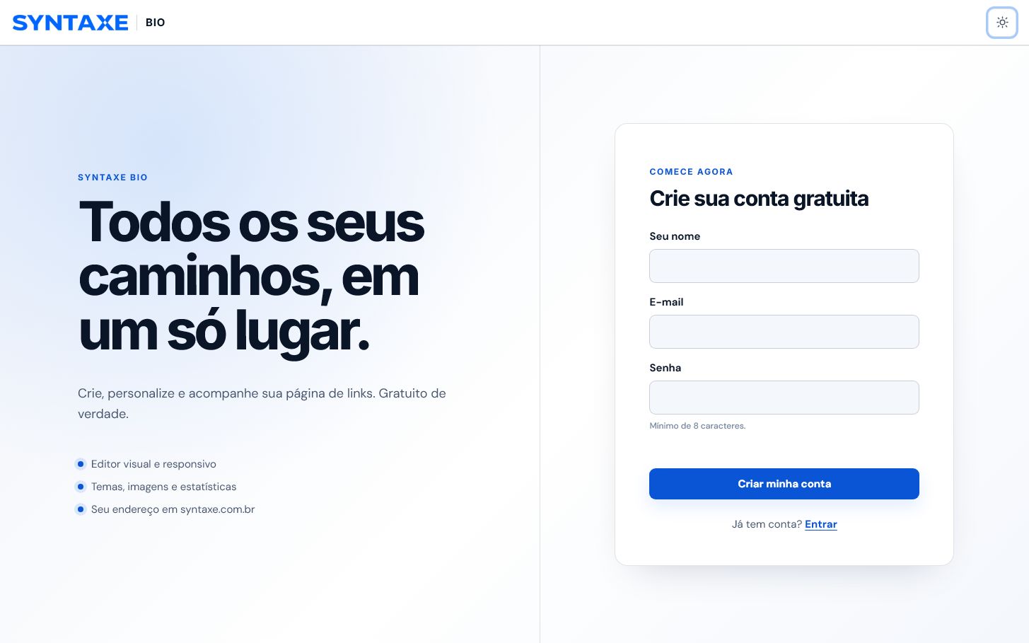 Crie sua conta