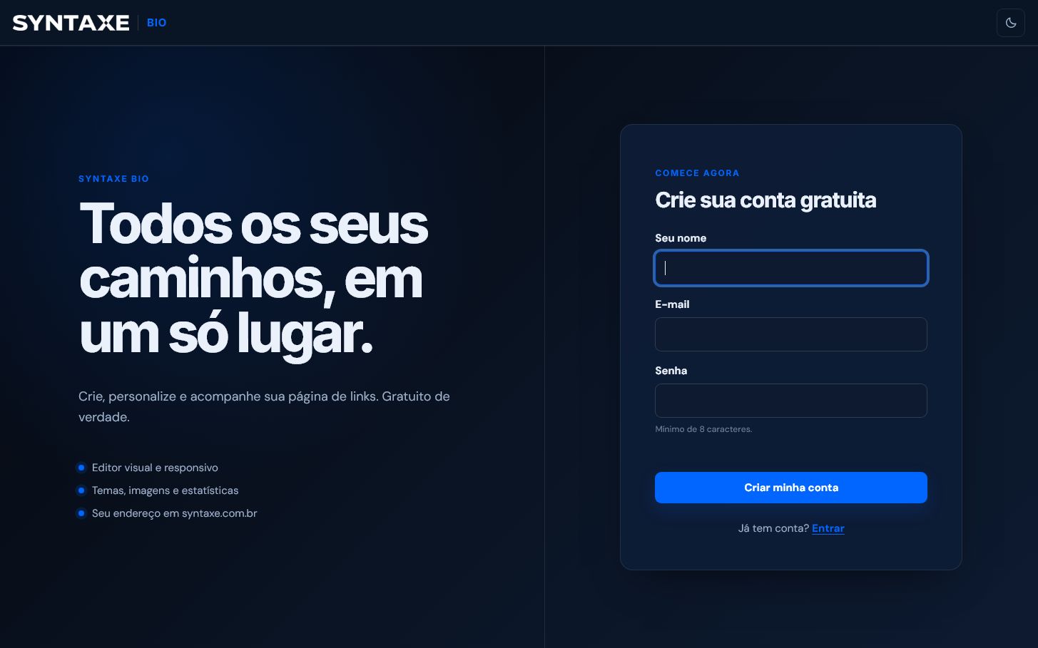 Crie sua conta