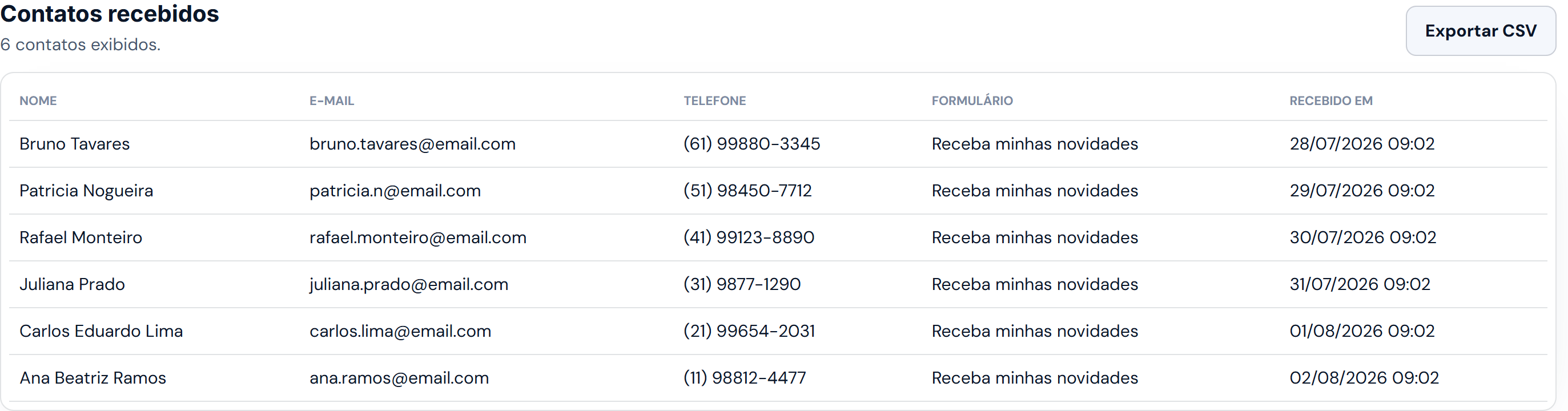 Receba contatos sem mandar a pessoa para outro site