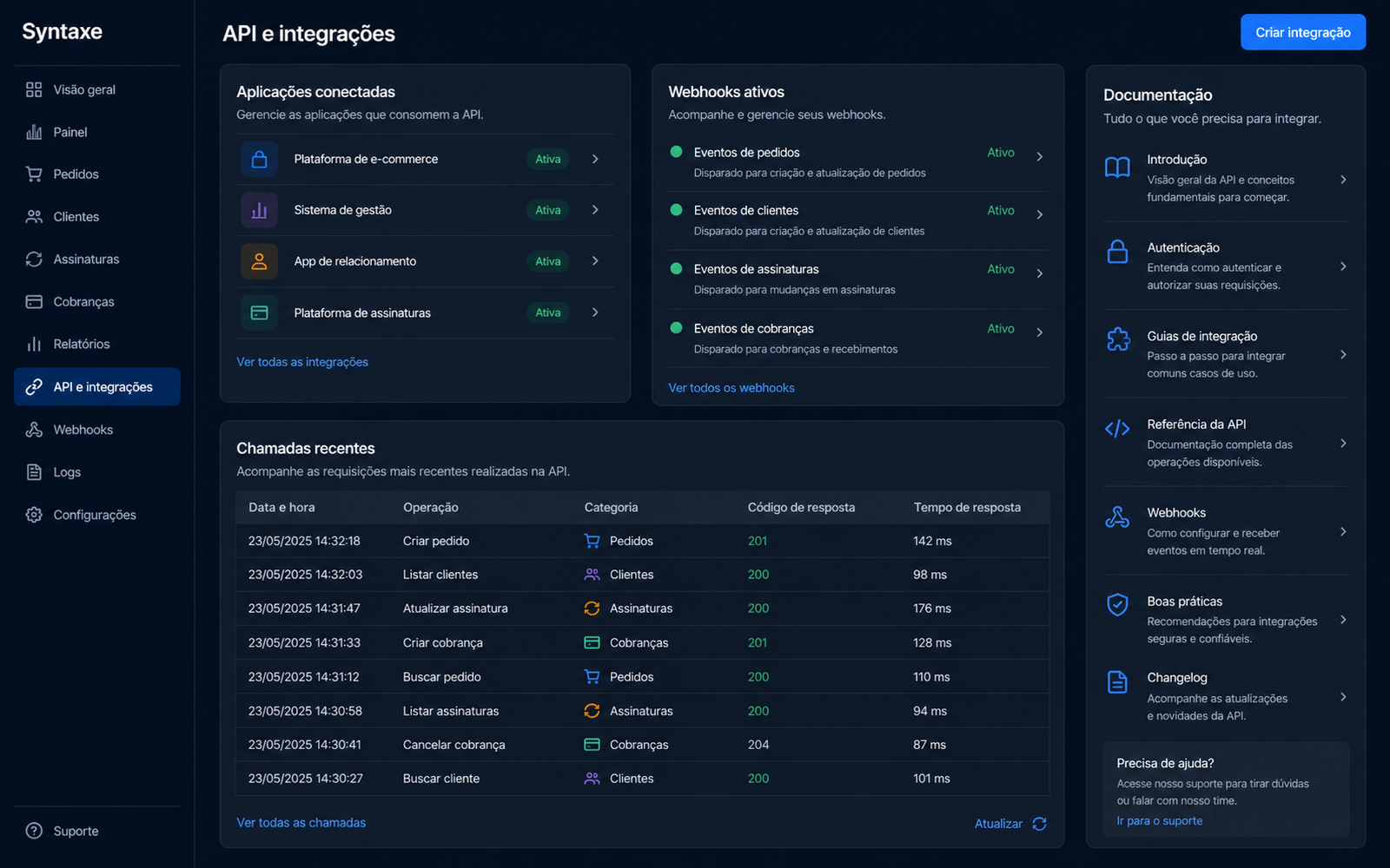 Endpoints claros, resposta em JSON